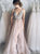 A Line V neck Tulle Split Backless Prom Dresses