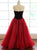 Strapless A Line V Neck Tulle Burgundy  Prom Dresses LBQ0734