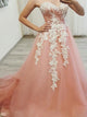 A Line Sweetheart Neck Tulle Prom Dresses With Appliques