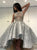 A Line Scoop Sleeveless High Low Laced Prom Dresses With Pearls