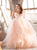 Ball Gown Light Pink Tulle Ruffles Appliques Prom Dresses 