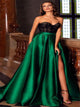 Lace Satin Sweetheart A Line Prom Dresses With Pockets