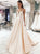 Backless Sweep Train Champagne A Line Prom Dresses