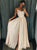 A Line Satin Beadings Prom Dresses with Slit