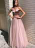 Spaghetti Straps Two Piece Prom Dresses With Beadings LBQ0628