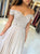 Champagne Chiffon Appliques Off the Shoulder Prom Dresses 