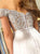 A Line Chiffon Appliques Off the Shoulder Short Sleeves Prom Dresses 