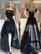 A Line Asymmetrical Appliques Prom Dresses