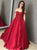 A Line Sweep Train Sleeveless Satin Prom Dresses 