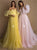 Off the Shoulder Sweetheart Long Yellow Tulle Prom Dresses