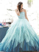 Ball Gown Tulle Ruffles Open Back Prom Dresses