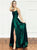 A Line Green Satin Open Back Prom Dresses with Slit