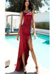Spaghetti Straps Asymmetrical Mermaid Satin Ruffles Red Prom Dresses