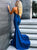 Mermaid V Neck Satin Prom Dresses