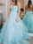 Spaghetti Straps Backless Floor Length Blue Prom Dresses 