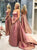Dusty Rose Spaghetti Strap Lace Up Ball Gown Prom Dresses