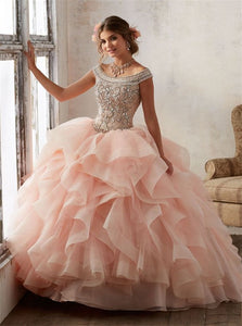 Bright Blush Pink Tulle Ball Gowns Strapless Tulle Prom Dresses