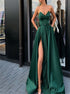 Sweetheart A Line Satin Backless Slit Prom Dresses LBQ0788