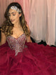 Ball Gown Burgundy Sleeveless Floor Length Prom Dresses