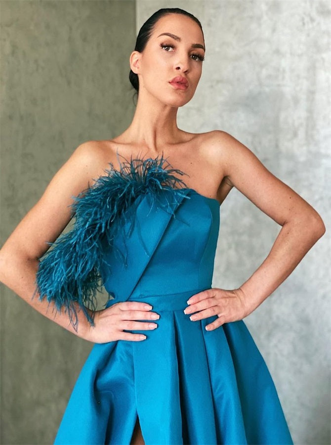 peacock blue prom dress A Line Peacock Blue Prom Dresses