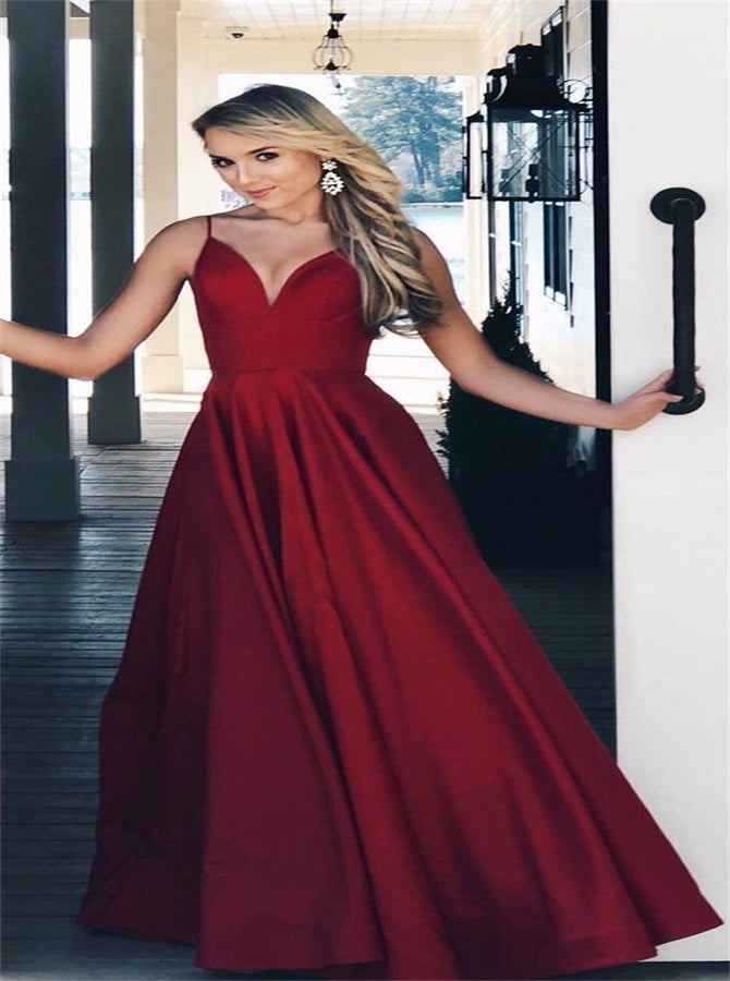A Line V Neck Burgundy Prom Dresses | Alinepromdress A Line V Neck Burgundy Prom Dresses | Alinepromdress