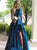 Asymmetrical Sweep Train Satin Prom Dresses with Ruffles