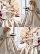 Half Sleeves Lace Prom Dresses with Sweep Train