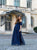 A Line Off the Shoulder Tulle Blue Sleeveless Prom Dresses with Pleats