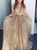 A Line V Neck Sequins Golden Sleeveless Prom Dresses