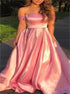 Off the Shoulder A Line Backless Prom Dresses LBQ0906