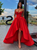 Sweetheart Neck Red High Low Satin Prom Dresses