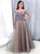 Silver and Champagne Floor Length Prom Dresses