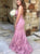 Spaghetti Straps Mermaid Lace Pink Prom Dresses