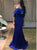 Mermaid Royal Blue Off the Shoulder Satin Prom Dresses