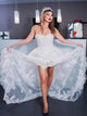 Lace High Low Appliques Sweetheart Ivory Prom Dresses 