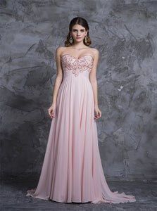  A Line Sweetheart Chiffon Prom Dresses With Beadings