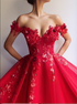 Red Tulle Prom Dress with Appliques LBQ1156