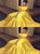 Off The Shoulder Satin Yellow Ball Gown Prom Dresses