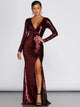 Floor Length Red Evening Dress with Slit