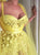 Sweep Train Sleeveless Appliques Yellow Prom Dresses