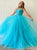  A Line Spaghetti Straps Appliques Tulle Prom Dresses