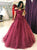 Ball Gown Off the Shoulder Dark Red Tulle Prom Dresses