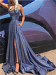 A Line Spaghetti Straps Scoop Prom Dresses