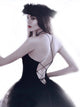 Black Sexy A Line Scoop Criss Cross Floor Length Prom Dresses 