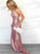 Mermaid Deep V Neck Criss Cross Straps Pink Sequin Prom Dresses 