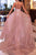 Shiny Sequins Tulle Backless Sparkly Pink Long Prom Formal Dress GJS461