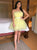 A Line Strapless Yellow Short Tulle Homecoming Dress with Bowknot LBQH0170