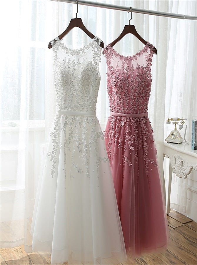 Lace Applique Scoop Short Prom Dresses | Alinepromdress Lace Applique Scoop Short Prom Dresses | Alinepromdress