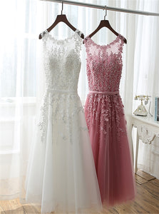 Lace Applique Scoop Short Prom Dress LBQ0474
