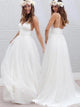 A Line Ivory Spaghetti Straps Sleeveless Tulle Prom Dresses